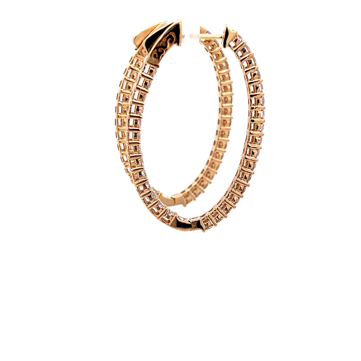 14KY 3CT Oval Diamond Hoops