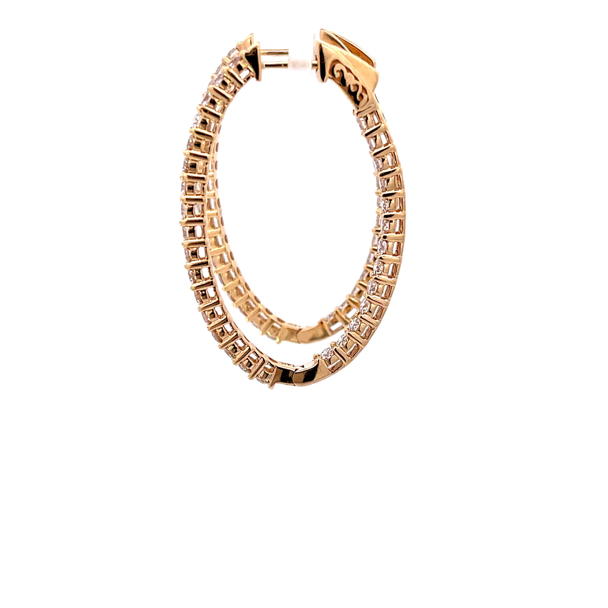 14KY 3CT Oval Diamond Hoops