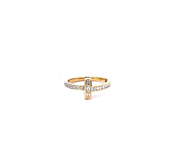 Gold Diamond Cross Ring