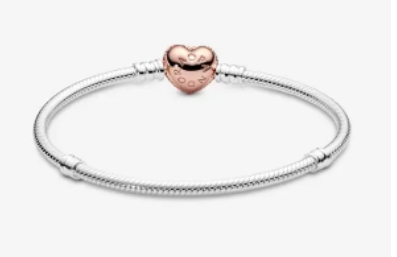 Pandora Moments Pavé Heart Clasp Snake Chain Bracelet