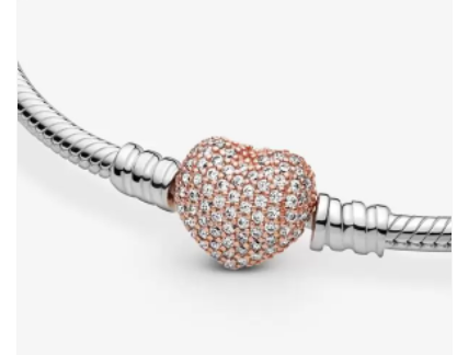 Pandora Moments Pavé Heart Clasp Snake Chain Bracelet Anfesas