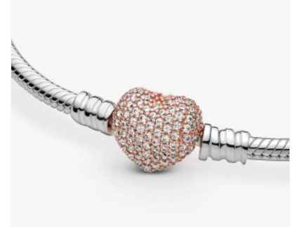 Pandora Moments Pavé Heart Clasp Snake Chain Bracelet