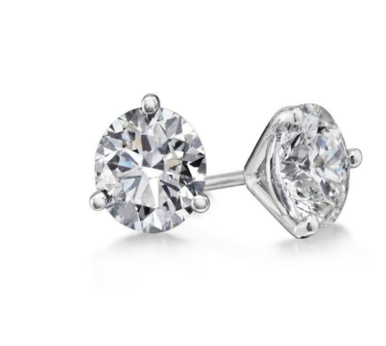 3 Prong 1CT Moissanite Studs