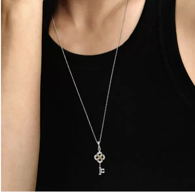 Pandora Two-tone Key &amp; Flower Necklace