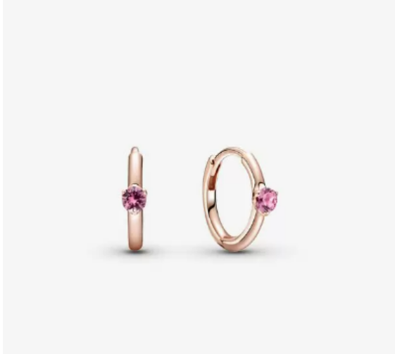 Pandora Pink Solitaire Huggie Hoop Earrings