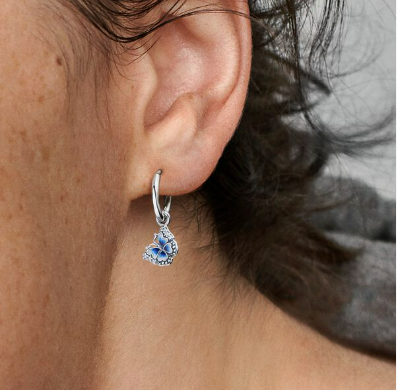 Pandora Blue Butterfly Hoop Earrings