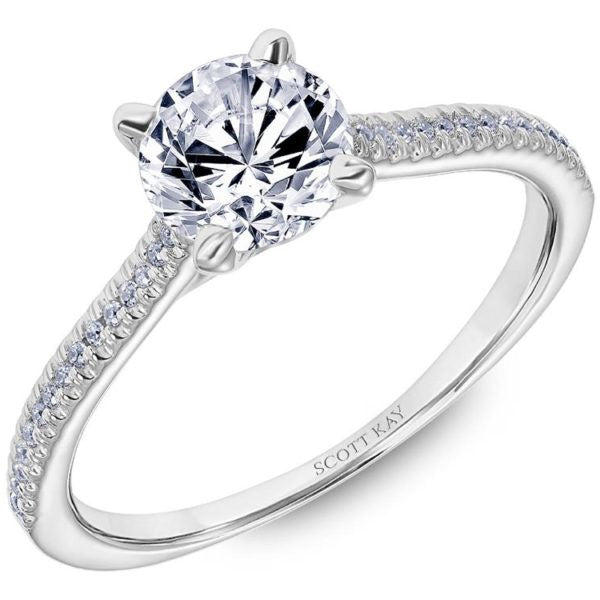 Scott Kay 14k White Gold Pave Engagement Ring in Garner, NC