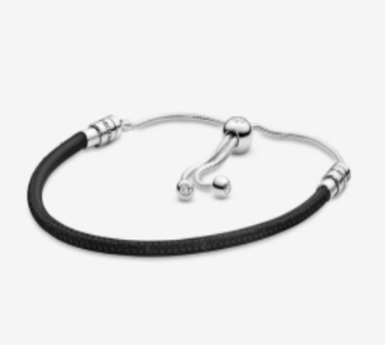 Pandora Moments Black Leather Slider Bracelet