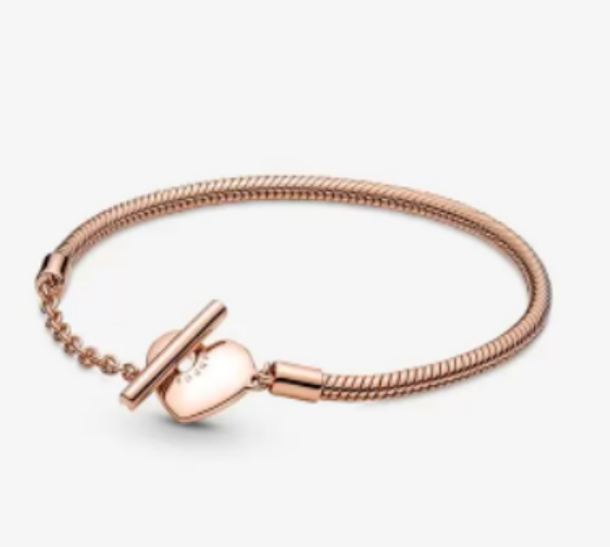 Pandora Moments Heart T-Bar Snake Chain Bracelet