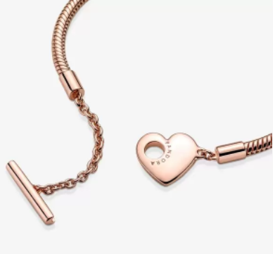 Pandora Moments Heart T-Bar Snake Chain Bracelet