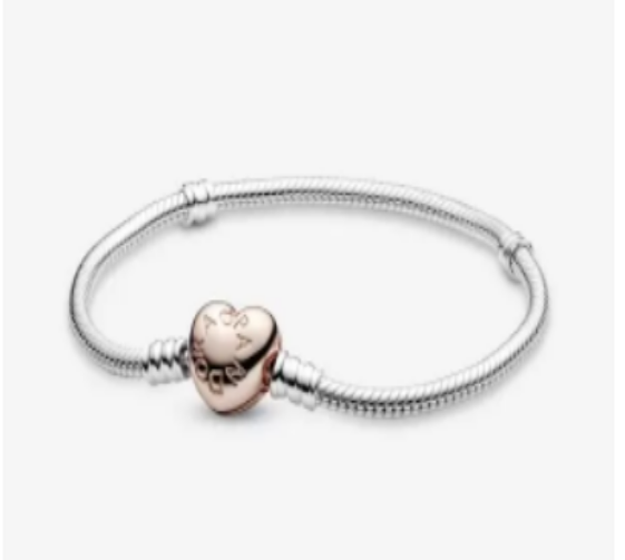 Pandora Moments Heart Clasp Snake Chain Bracelet