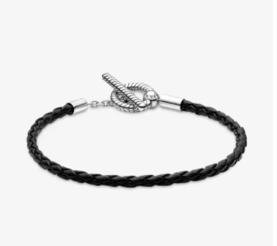 Pandora Moments Braided Leather T-bar Bracelet