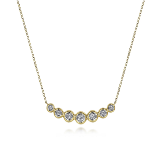 Gabriel &amp; Co 14K Yellow Gold Curved Bezel Set Diamond Bar Necklace