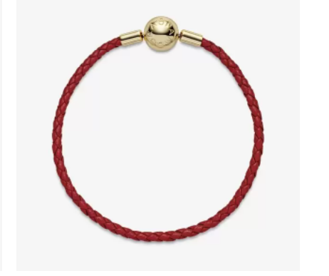 Pandora Moments Red Woven Leather Bracelet