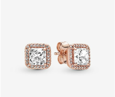 Pandora Square Sparkle Halo Stud Earrings