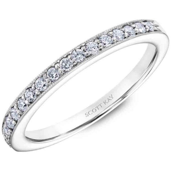 Scott Kay 14k White Gold and Diamonds Wedding Band