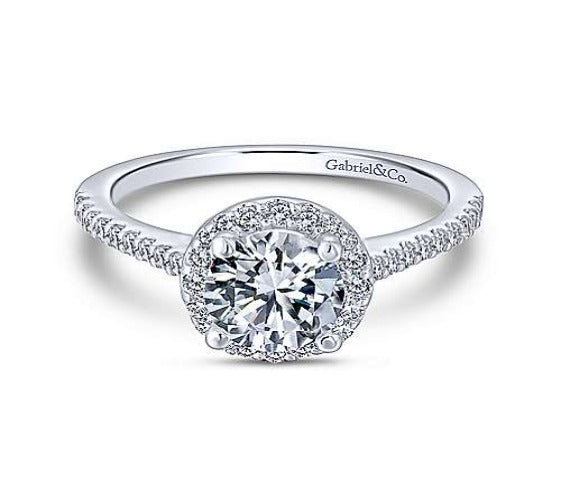 14k White Gold Round Halo