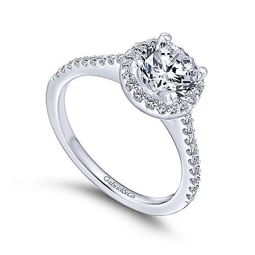 14k White Gold Round Halo