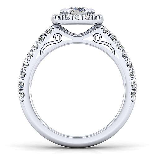 14k White Gold Cushion Cut Halo