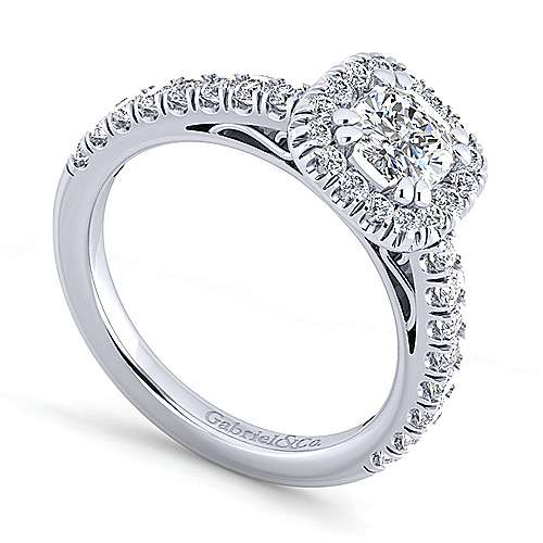 14k White Gold Cushion Cut Halo